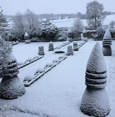 The French garden under the snow