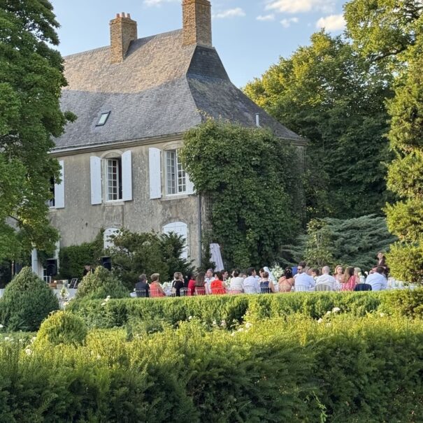 a large table in the garden