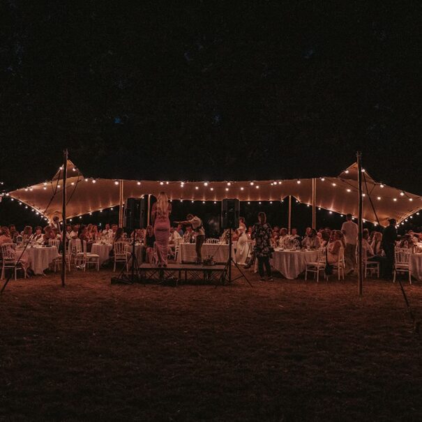 tent garden diner wedding